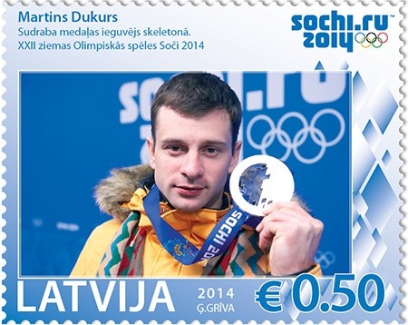 拉脱维亚为索契冬奥会获奖运动员发行邮票