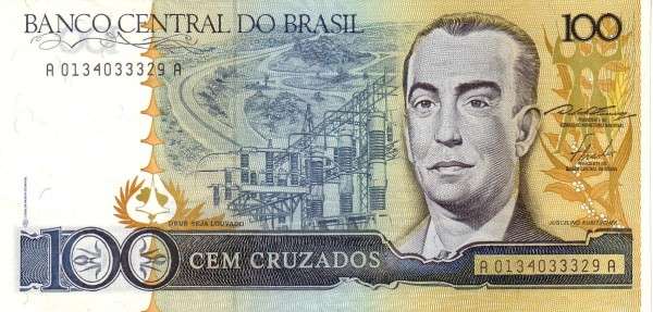 巴西ND1987年版100 Cruzados纸钞 中邮网收