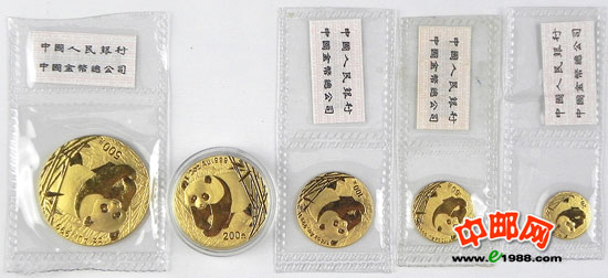 2001年熊猫金币套装(5枚全) 中邮网[集邮\/钱币