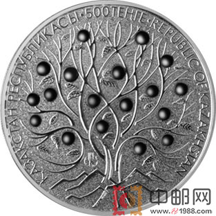 哈萨克斯坦2013年家乡的苹果精制镀金纪念银
