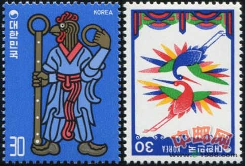 KRO040 1981中国生肖鸡年邮票 2枚全 (韩国,亚