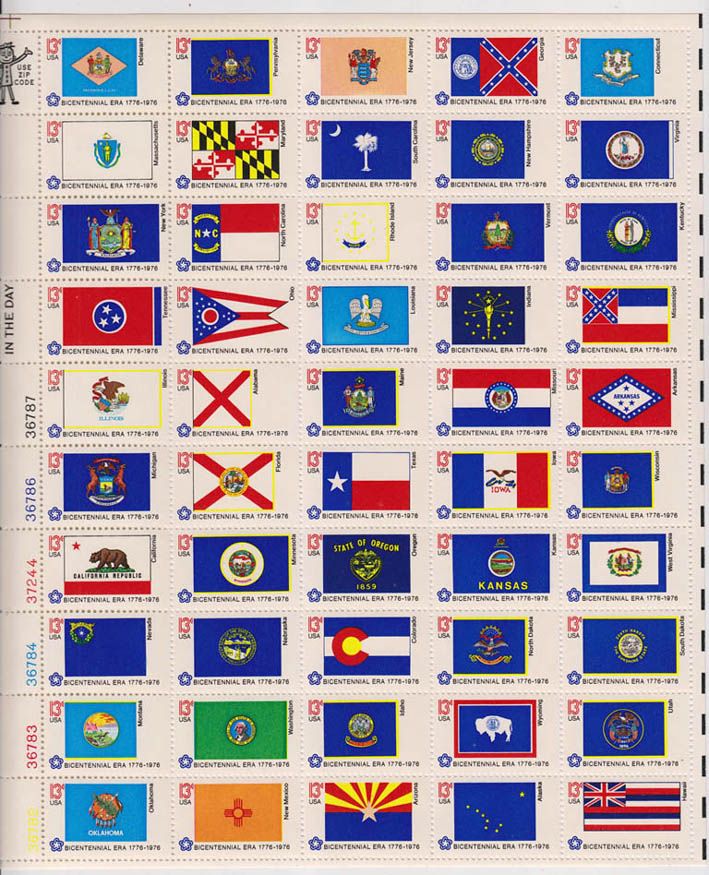 美国1976年 50州州旗小版张(大图展示)