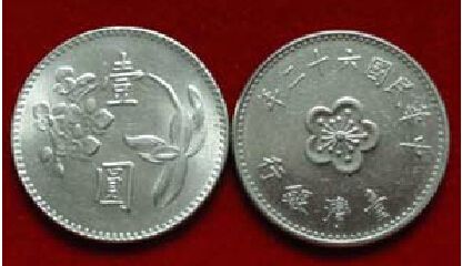 台湾硬币钱币1元中华民国六十二年壹圆(大图展示)