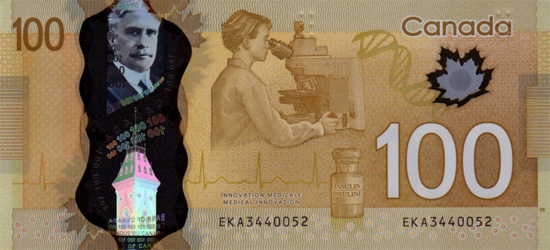 加拿大2013年100元塑料钞 签名1:macklem-carney 首发eka冠(大图展示)