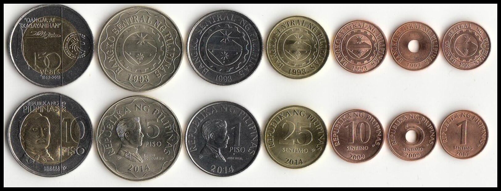 菲律宾7枚一套硬币 全新套币 外国钱币(大图展示)