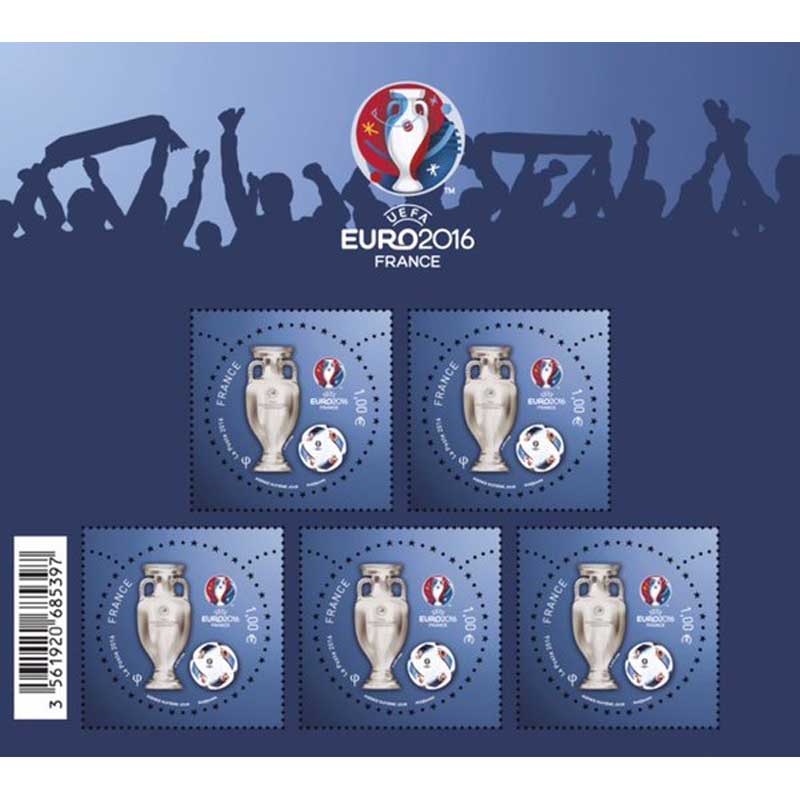 法国邮票 2016年 欧洲杯足球锦标赛 异形异质 