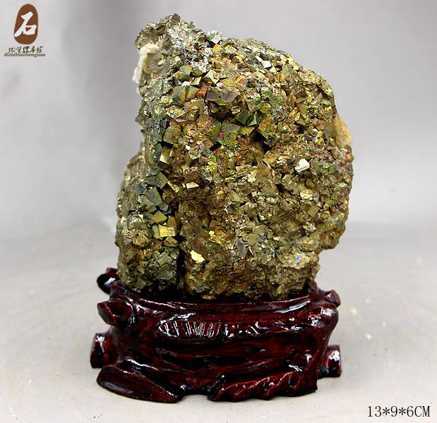 矿物晶体 奇石矿物原石头黄金石 金黄色黄铜矿标本摆件 收藏003(大图