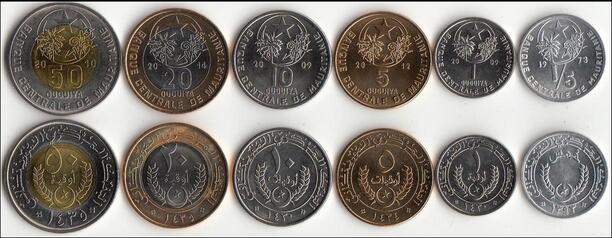 毛里塔尼亚6枚一套硬币 套币(大图展示)
