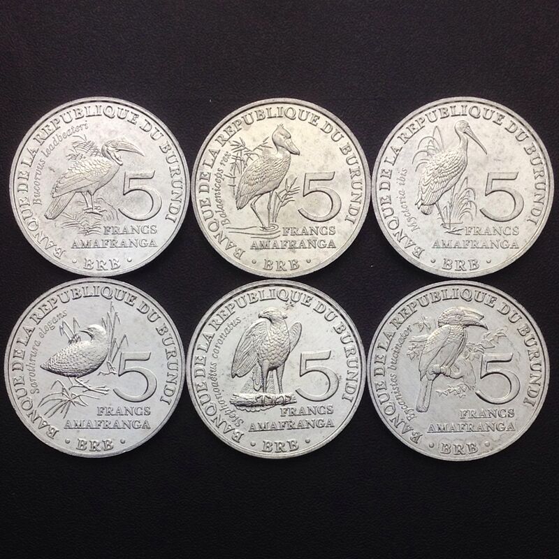 布隆迪硬币5法郎 6枚一套 濒危野生动物系列纪念币 2014年(大图展示)
