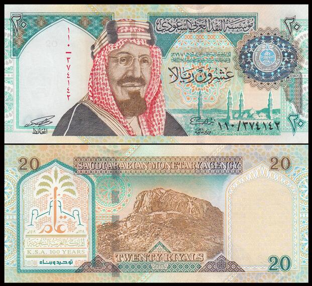 沙特阿拉伯20里亚尔 纪念钞 1999年(大图展示)