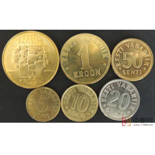 爱沙尼亚硬币6枚全套(大图展示)