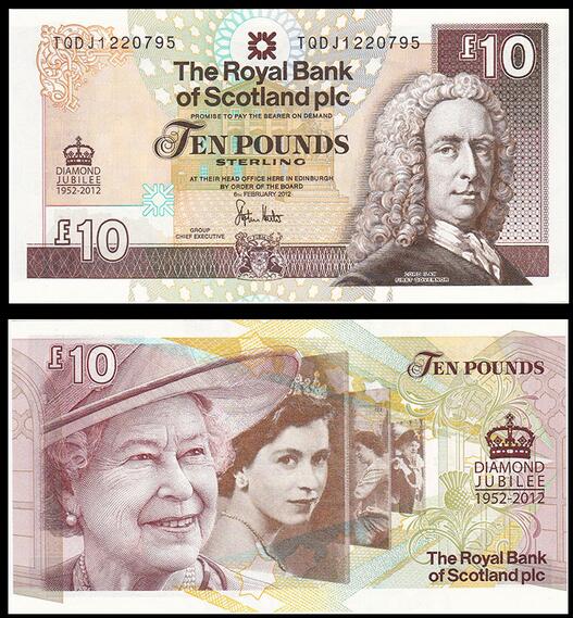 苏格兰10镑 苏格兰银行 2012年(大图展示)