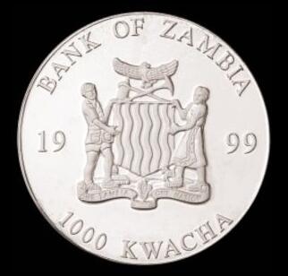 赞比亚1999年1000克瓦查 欧元纸币彩色纪念币