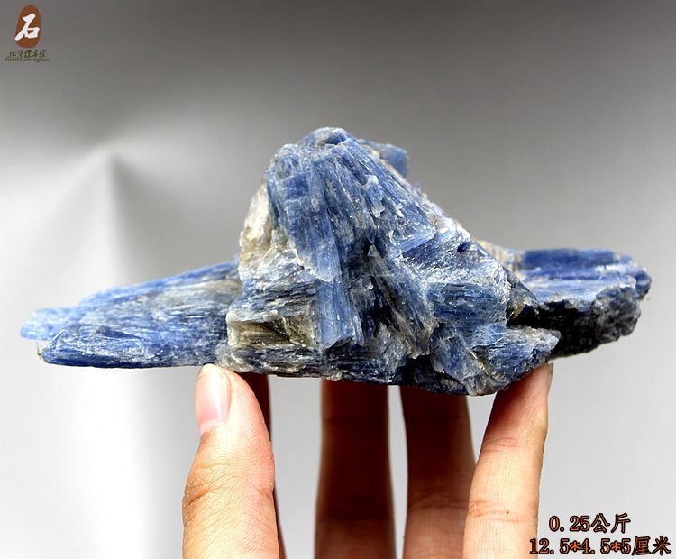 宝玉石原石标本 天然蓝晶石原石标本 蓝绒晶1