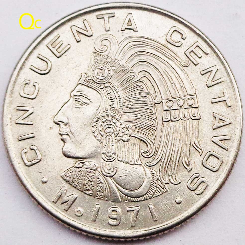外国钱币墨西哥1971年印第安文化50分人物硬