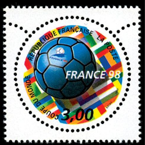 法国1998年法国世界杯圆形邮票1全 适用:体育