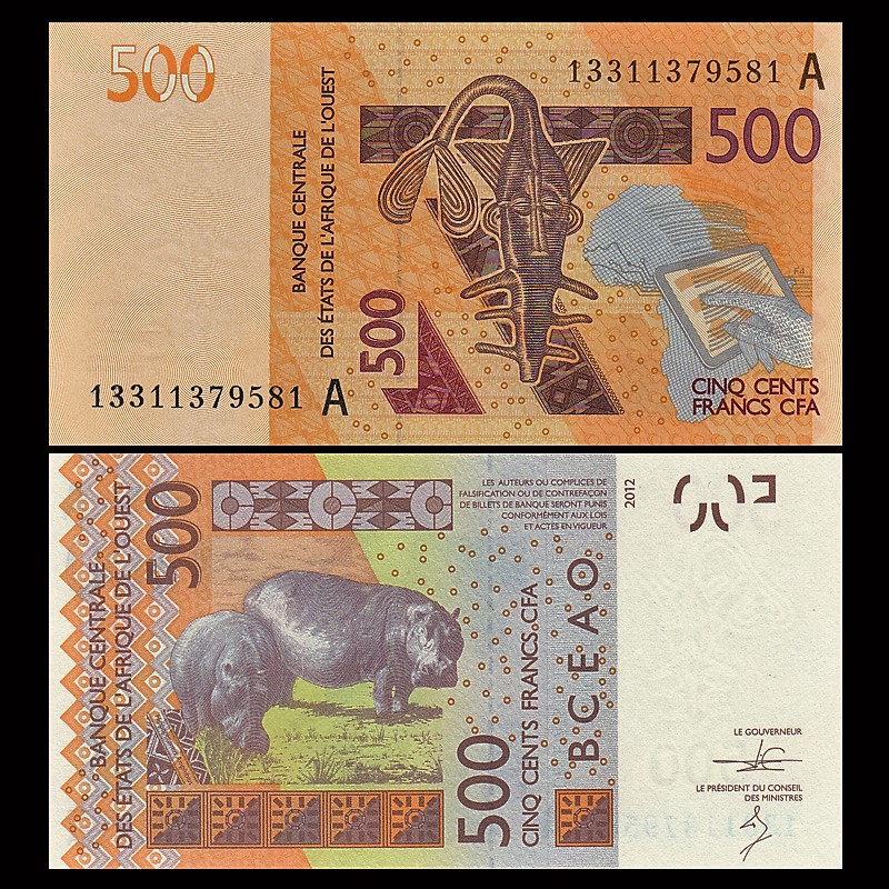 全新unc 西非(科特迪瓦)500法郎 纸币 2012年(大图展示)