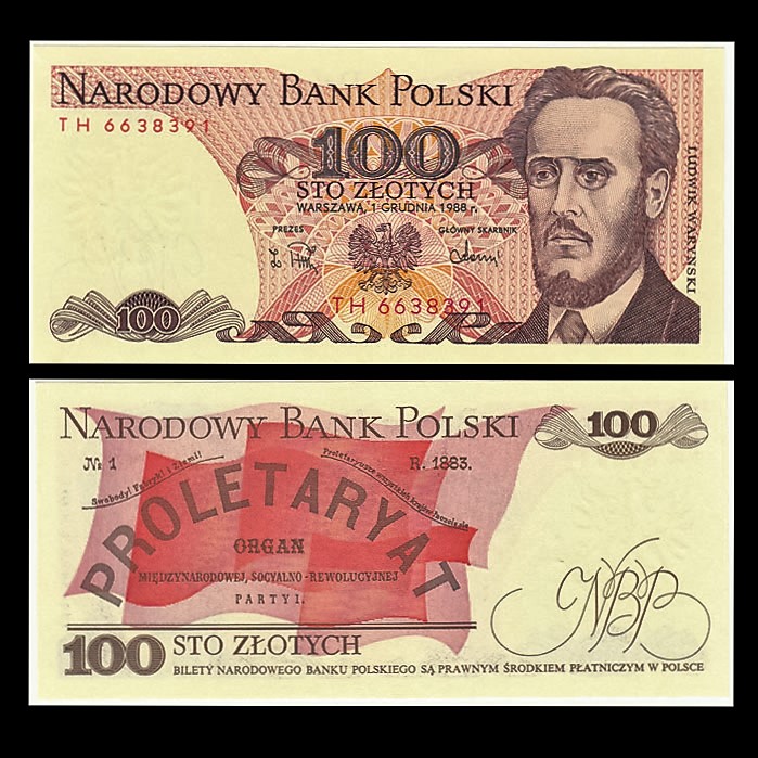 全新unc 波兰100兹罗提 外国纸币 1988年(大图展示)