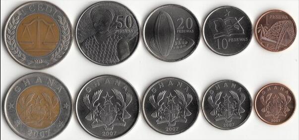 加纳5枚一套硬币 套币(大图展示)