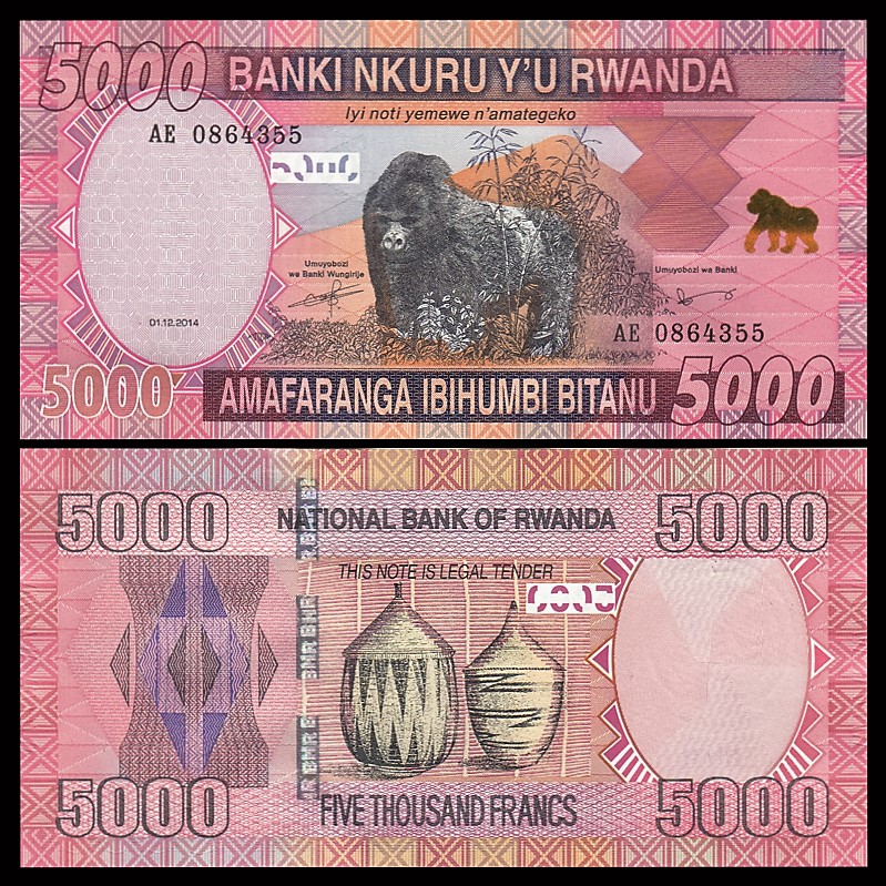 卢旺达5000法郎 外国纸币 2014年(大图展示)