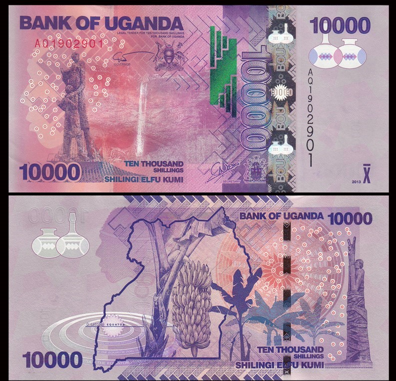 乌干达10000先令 外国纸币 2013年(大图展示)