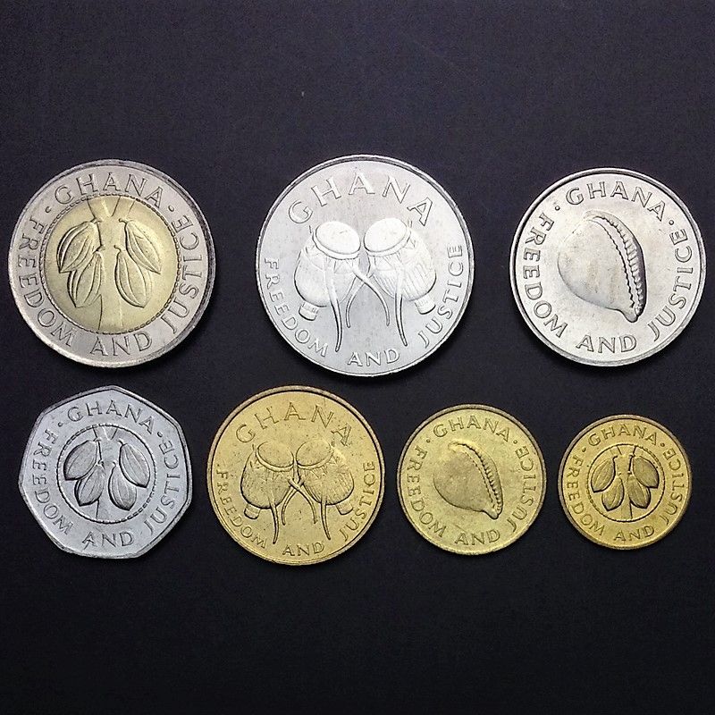 外国硬币 加纳7枚大全套 全新 双色币 1984-99年 老版