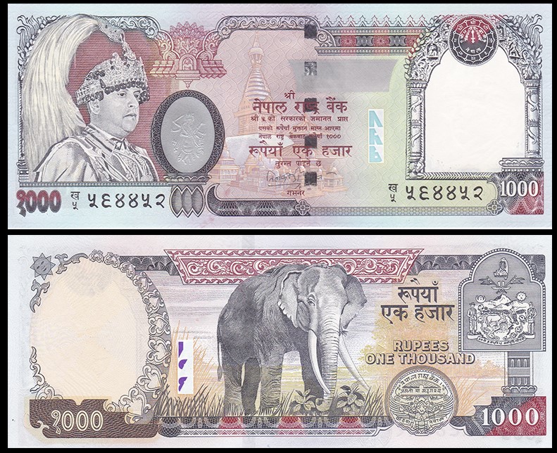 尼泊尔1000卢比 外国纸币 2002年(大图展示)