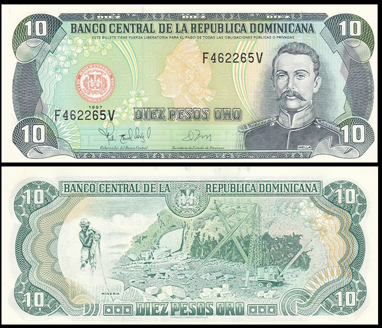 多米尼加10比索 外国纸币 1997年(大图展示)