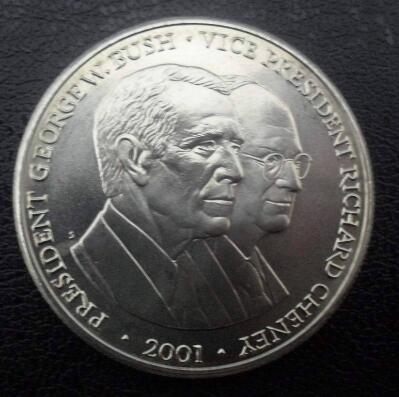 利比里亚2001年5元纪念币美国总统布什副总统