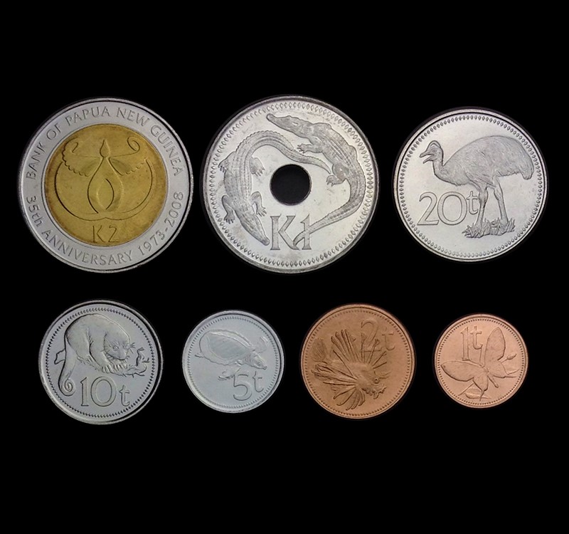 外国硬币 巴布亚新几内亚7枚大全套 超精美天堂鸟(大图展示)
