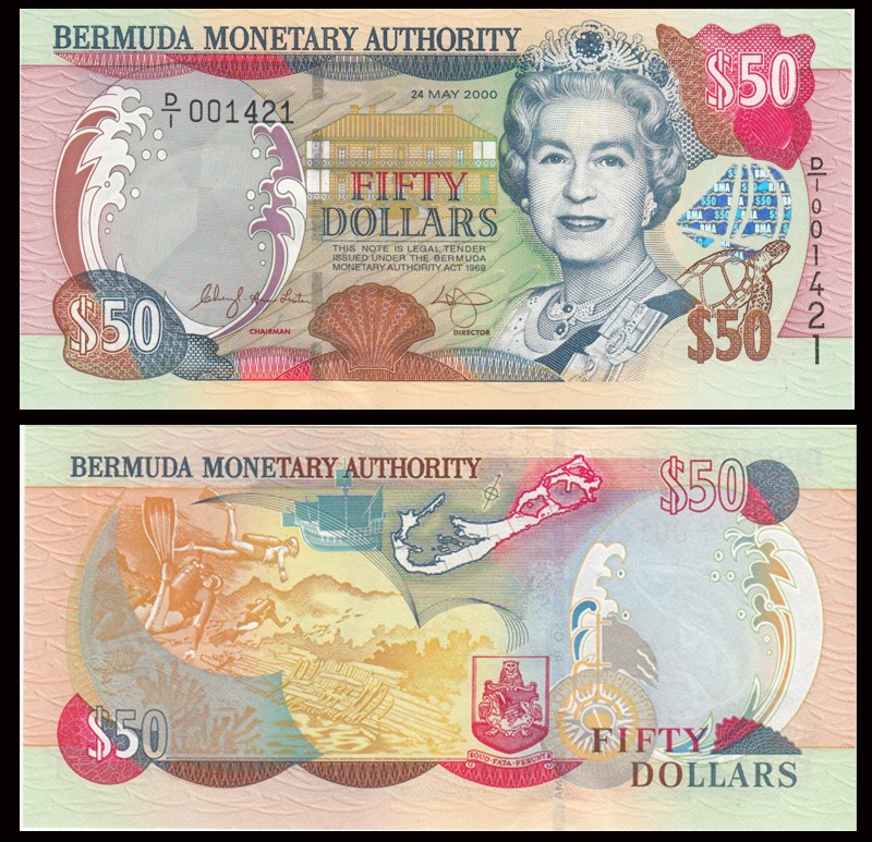百慕大50元 外国纸币 2000年(大图展示)