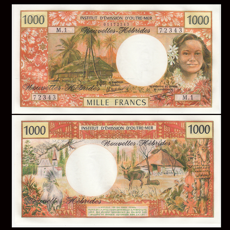 新赫布里底1000法郎 外国纸币 1980年(大图展示)