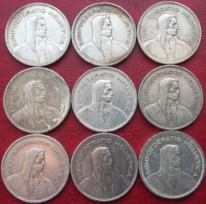瑞士老版5法郎银币(单枚价随机发售(大图展示)