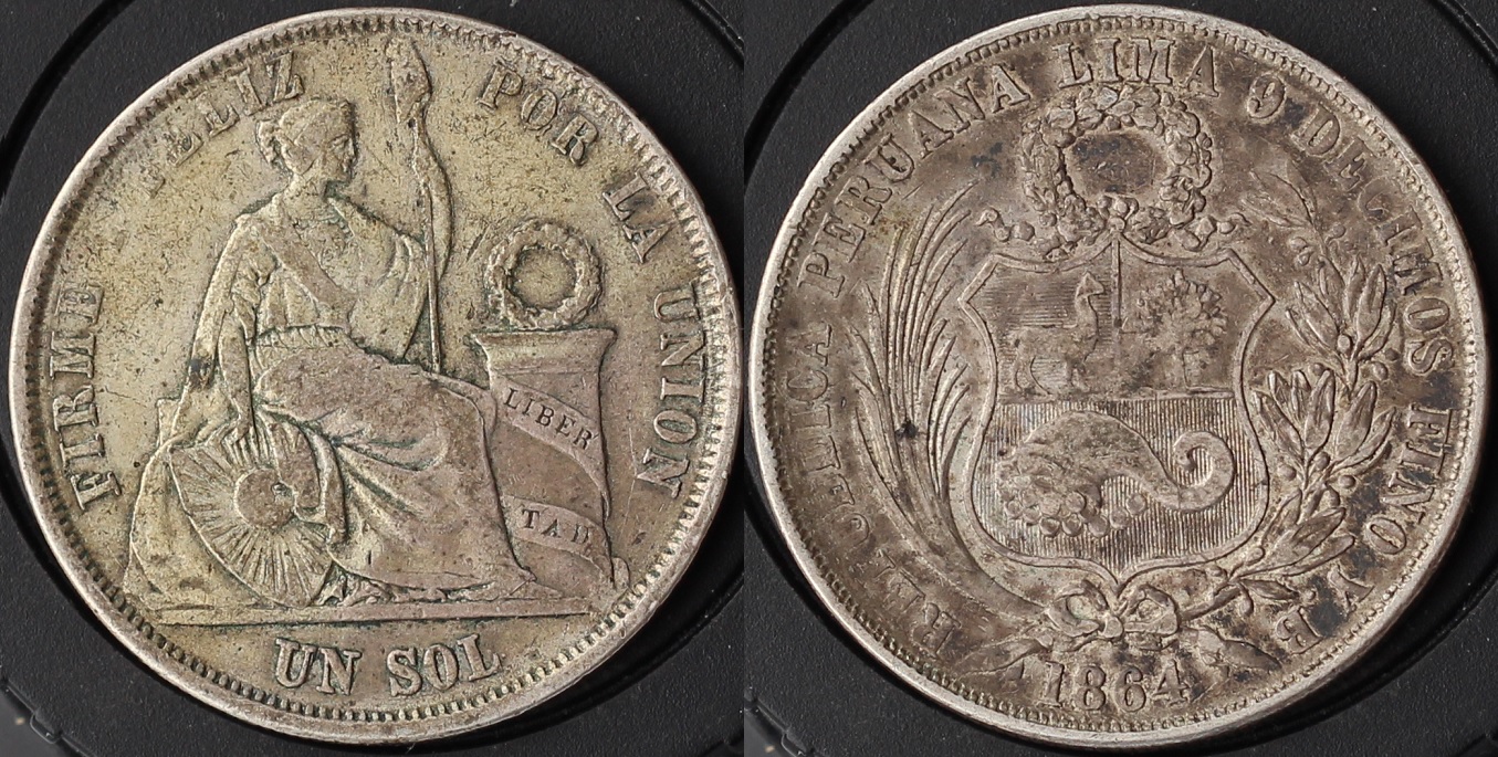 秘鲁1864年一索尔大银币(大图展示)