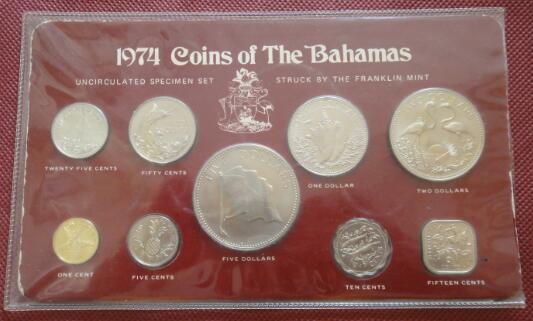 巴哈马群岛 1974年卡装套币 9枚套 中邮网[集邮