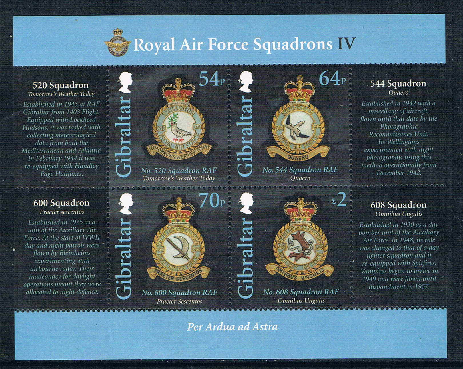 直布罗陀2015英国皇家空军徽章第4组全新外国(大图展示)