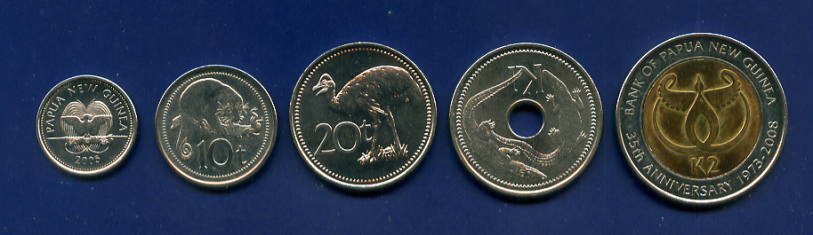 巴布亚新几内亚 5枚套 送礼收藏硬币(大图展示)