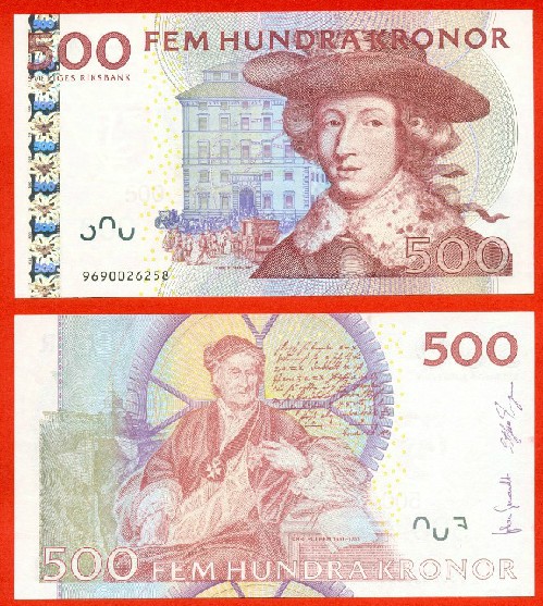 全新unc 瑞典2009年版500瑞典克朗(大图展示)