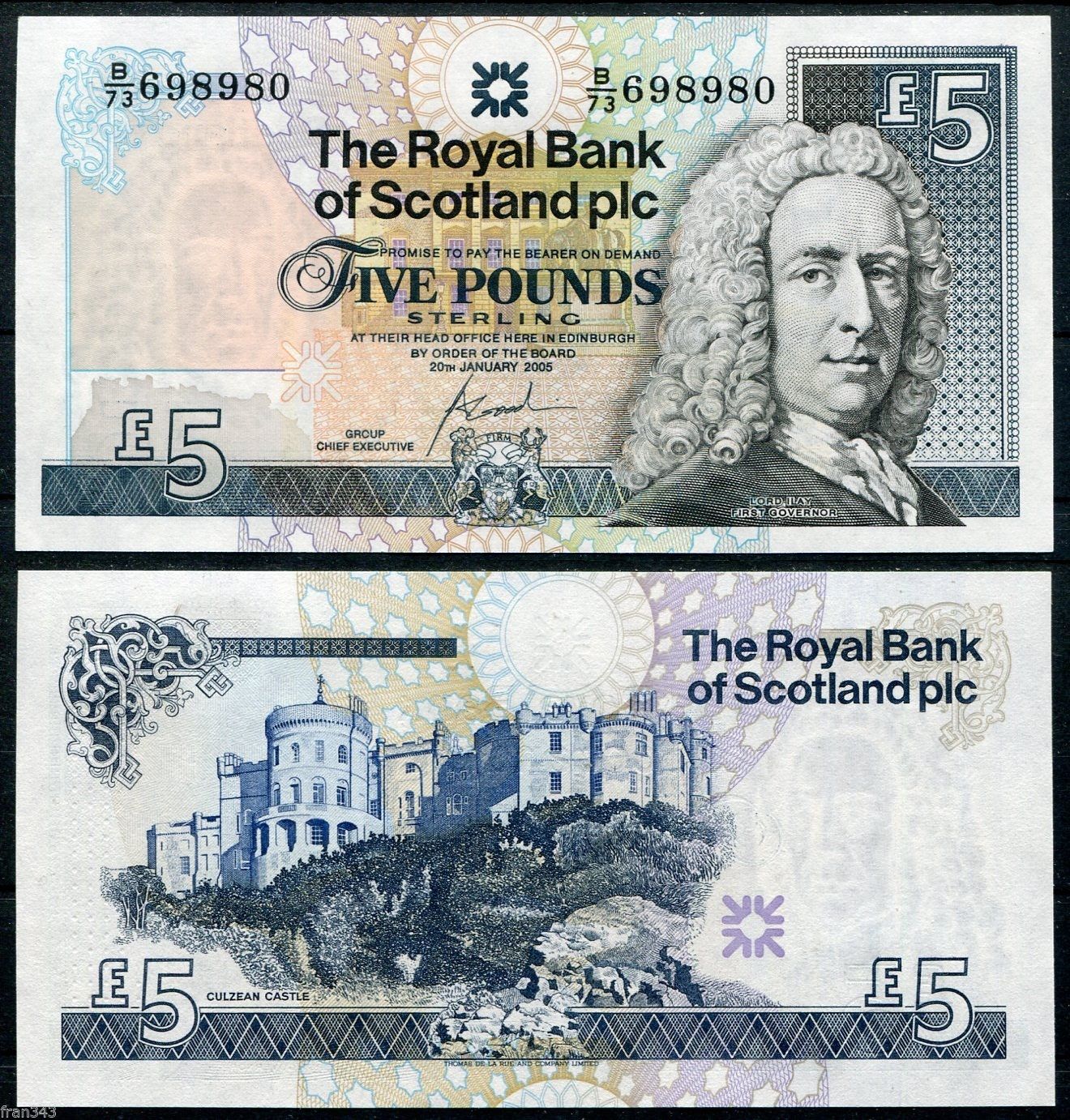 全新unc 苏格兰5镑 2005年版(大图展示)