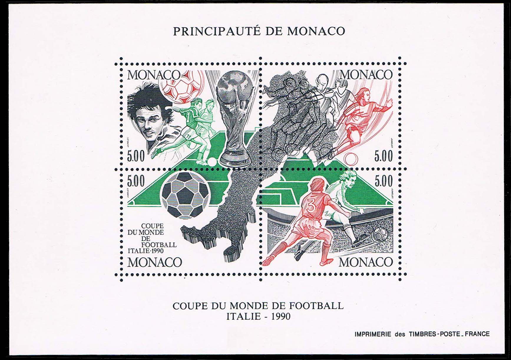 摩纳哥1990意大利世界杯足球赛地图全新外国