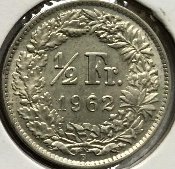 1961年瑞士1/2法郎银币(大图展示)