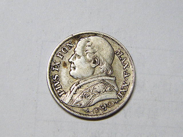 梵蒂冈教皇国1867年2里拉银币 老包浆 中邮网
