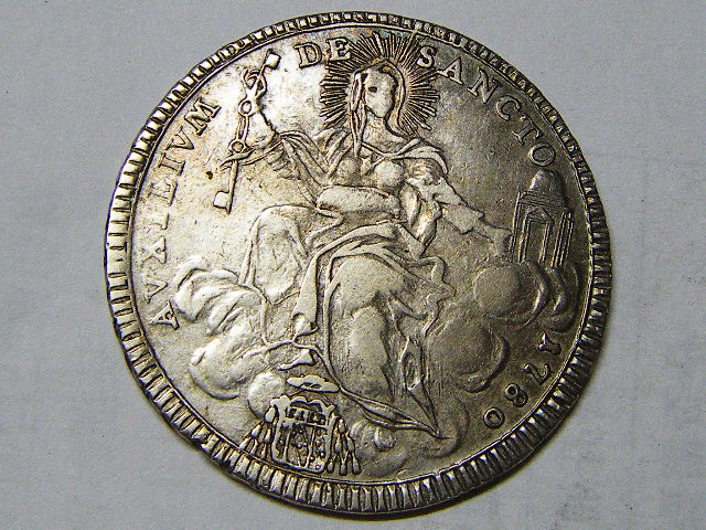 少见老包浆好品相梵蒂冈教皇国1780年缺位币