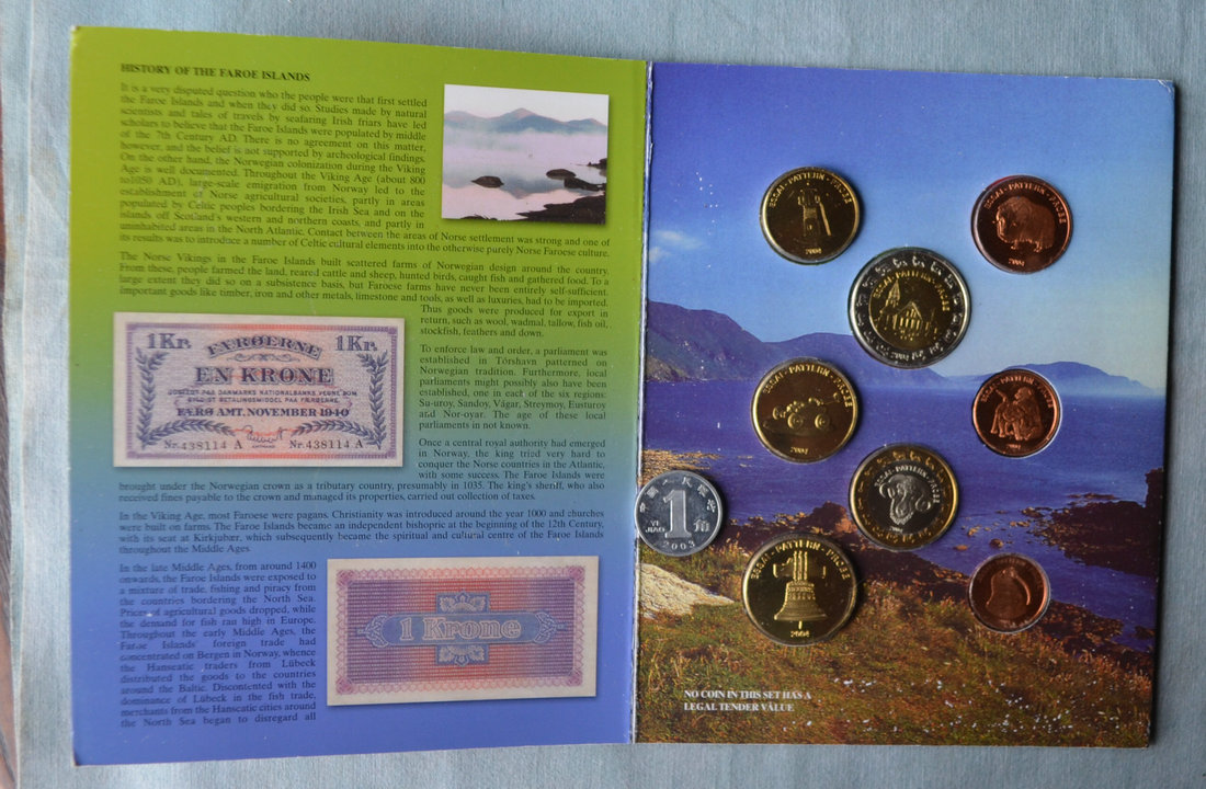 法罗群岛外国纪念币2004年欧元8枚套币样币原