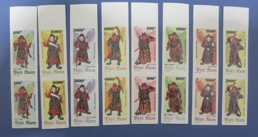 越南1996年 佛教八大金刚无齿孔邮票8全新双联票(大图展示)