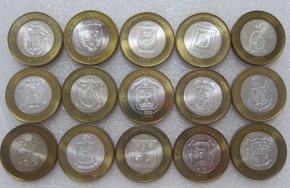 墨西哥2003-2005年100比索 双色银币25枚(大图展示)
