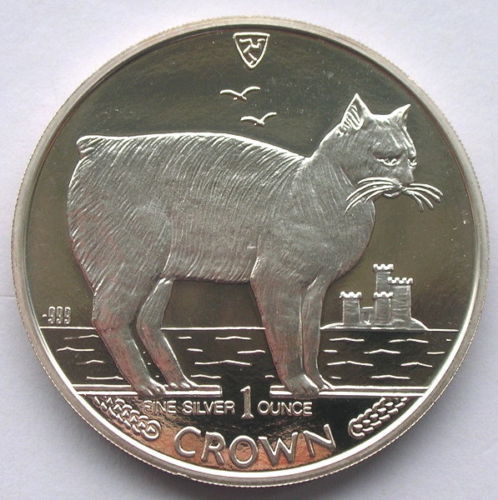 曼岛猫1盎司银币isle of man 1988 manx cat 1oz crown silver coin