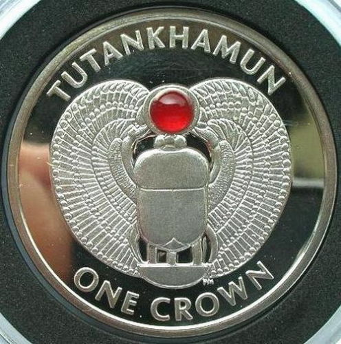 of man 2008 tutankhamen carnelian crown silver coin,proof(大图