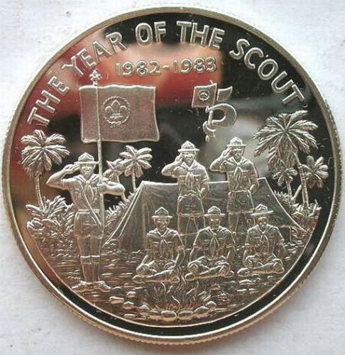 利比里亚1983童子军20美元银币liberia 1983 scout 20