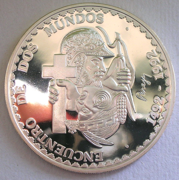 秘鲁1991年西班牙征服1索尔精制银币 中邮网[集邮/钱币/邮票/金银币